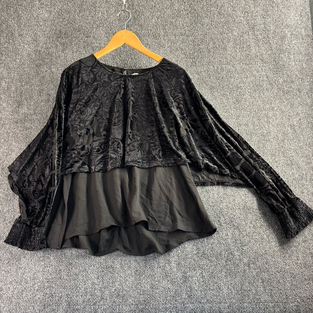 Mystree Black burnt velvet Layered Women's Blouse - Picture 1 of 8